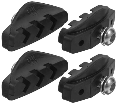 Housoutil 2 Pairs Road Bike Rubber Brake Pads with Easy Installation and V-shaped Tank Design, Sturdy Bicycle Caliper Brake Blocks for Wheel and Rim, Reduce Squeal for Outdoor Cycling Sports