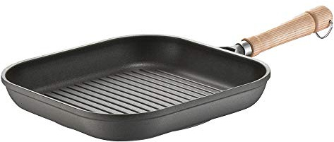 Berndes BONANZA Grillpfanne 28 x 28 cm, robuster Aluguss, antihaftversiegelt, eckig, Grau