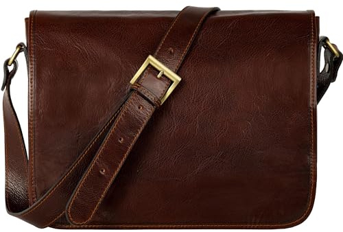 Time Resistance Leder Umhängetasche Herren - Messenger Bags - Arbeitstasche Herren - Elegante Aktentasche - Ledertasche - Herren Tasche
