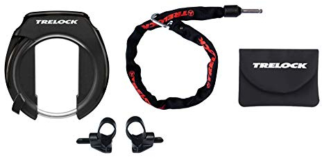 TRELOCK Rahmenschloss RS 351 + Einsteckkette ZR 355 – Set mit Tasche – Fahrradschloss mit Plug-in-Kette – Sicherheitslevel 9 – Länge 100 cm