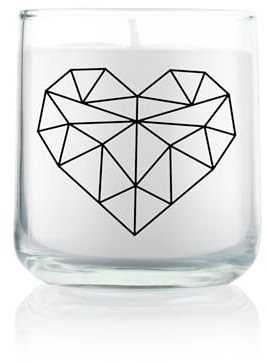 FEEL GOOD CANDLE - Scented candle in glass - candle with motif as a gift for women and for decoration (geometric heart, cinnamon - orange)