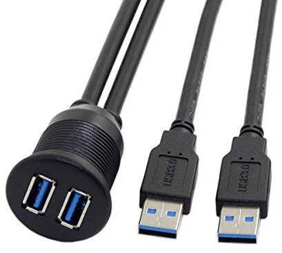 xiwai 1 m wasserdichtes Dual-USB 3.0-Verlängerungs-AUX-Unterputz-Autohalterungs-Verlängerungskabel für Armaturenbrett