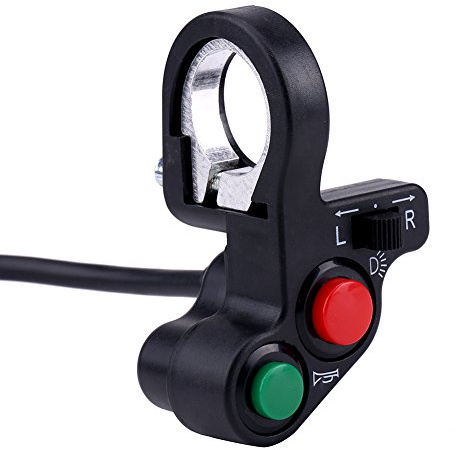 Lenker-Steuerschalter Qiilu Schalter zur Lenkerhalterung für Motorräder mit 3 Tasten für Scheinwerfer, Blinklicht und Hupe für Motorräder, Motorroller und ATV mit einem Lenkerdurchmesser von 22 mm