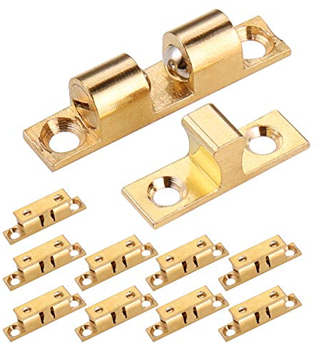 JIZZU 10 Stück Doppelrollenschnäpper, Hochleistungs Messing Schrankverschluss, Starker Halt Kugelschnapper, Geeignet für Holz Schranktüren, Innentüren, Schuhschrank, Bodenluke
