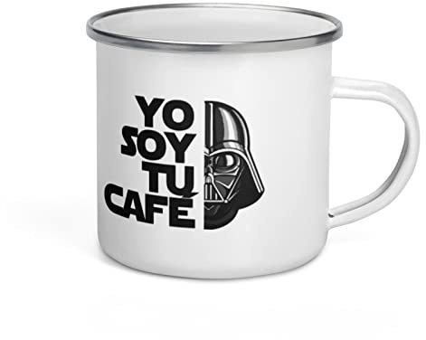 Antracita Taza desayuno metalica retro soy tu cafe vintage para desayuno o excursion darth 300ml