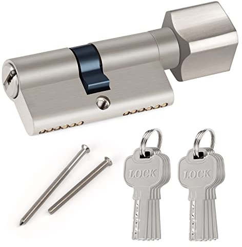 Hengsong Profil-Knaufzylinder Schließzylinder 30/30 Metallsilber-Knaufzylinder, inkl. 8 Schlüssel