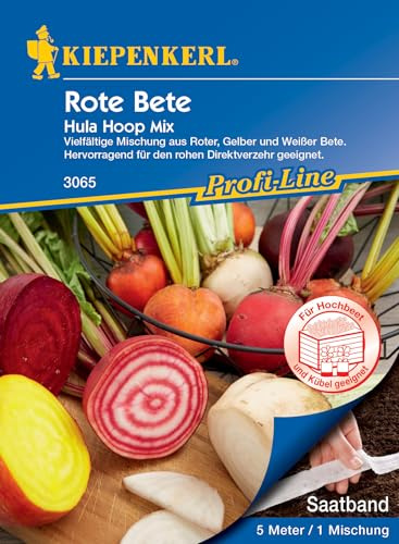 Kiepenkerl Profi-Line Rote Bete Samen Hula Hoop Mix, Saatband 3065 - Vielfältige Mischung - Direktverzehr geeignet - Gemüsesamen, Samen Gemüse, Saatband