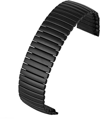 LCJQ Armband Elastische Uhrenarmbänder aus Edelstahl, 20 mm 22 mm schwarzes Ersatzarmband, praktisches dehnbares Herrenarmband ohne Schnalle Uhrenarmbänder tauschen