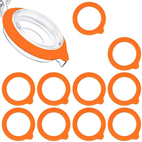 SAVITA 10 Piezas Juntas de Silicona para Tarros, 9,5 cm Anillo Sellado Silicona Juntas Repuesto para Tarros Anillos Sellado Juntas Silicona para Tarros Cristal Normales Tarros Mason (Naranja)
