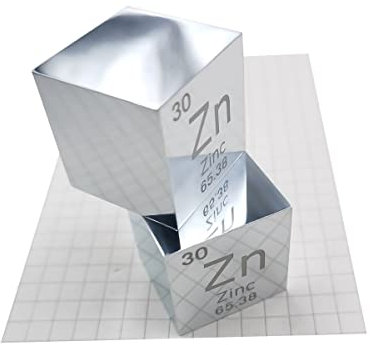 嘉信誉 Zink (Zn) Dichtewürfel, Laborqualität, präzise über 99,9 % hochrein, verwendet für Laborexperimentsmaterialien, persönliche Hobbys und Sammlungen (Größe: 2,5 cm, Farbe: poliert)