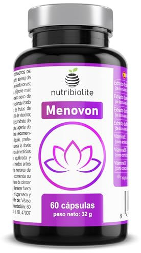 Integratore naturale per la menopausa con isoflavoni di soia e trifoglio rosso, cimicifuga, agnocasto e vitamine D3, B6 ed E – 90 capsule (3 mesi) – Menovon Nutribiolite