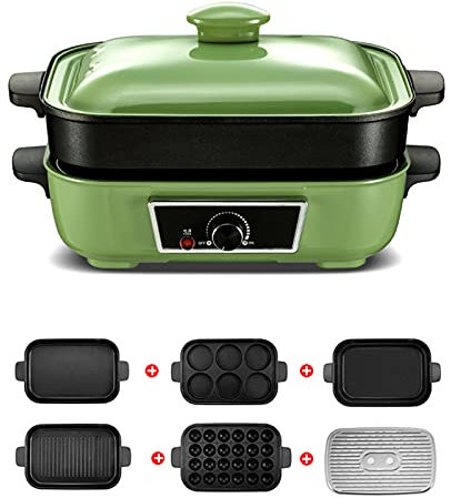Generic Barbacoa eléctrica profesional 6 en 1, multi-función / Hot Pot/Takoyaki/sartén / máquina dorayaki, parrilla coreana de barbacoa, antiadherente, juego de multiplacas B