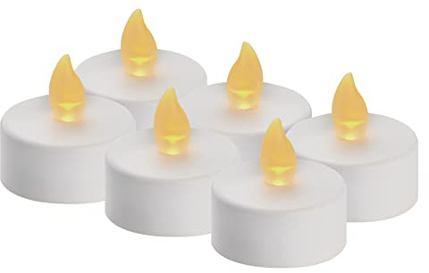 EMOS LED-Teelichter weiß,6 Stück flammenlose Kerzen mit Flacker-Effekt,Dekoration für Weihnachten,Weihnachtsbaum,Allerheiligen,IP20 Innen,Batterie,warmweiß, DCCV11