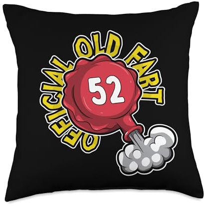 52nd Birthday Official Old Fart Funny Red Whopee Cushion Throw Pillow