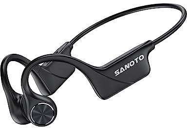 SANOTO Casque Conduction Osseuse Bluetooth Open Ear Casque Bluetooth sans Fil Sport IPX5 Étanche et Anti-poussière Conduction Osseuse Batterie Longue durée Running Fitness Cycling Casque Écouteur