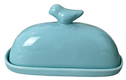 Burriera con coperchio Ceramica creativa Burriera Stoviglie Pentola, Burriera in porcellana con coperchio Manico coperchio Design, Portaburro in ceramica blu Portaburro for vassoi da banco o frigo