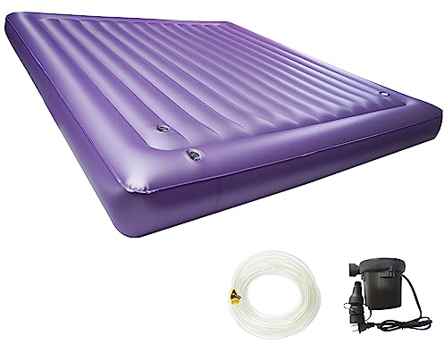 Youaide Water Mattress 95% Small Wave - Water and Air Dual Purpose Waterbed with Air Pump Water Pipe, Water Bed Without Additional Frame is Suitable for Family, Camping (Full-54 * 75)