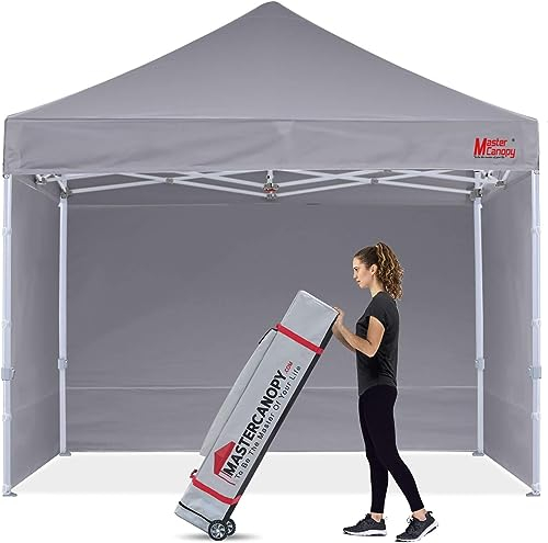 MasterCanopy Robuster Pop-Up-Pavillon mit Seitenwänden, 3 x 3 m, Grau