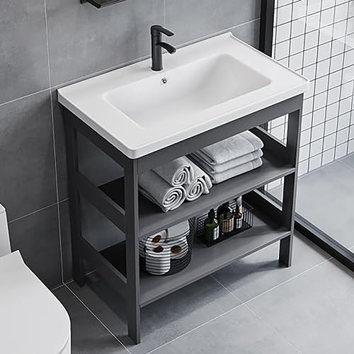 JSDMBD Waschbecken Keramik Waschtisch Badezimmer Badmöbel Handwaschbecken Aufsatzbecken Aufsatzwaschbecken Aufsatzwaschtisch Waschschale Waschschlüssele Standschrank Waschtisch mit Unterschrank