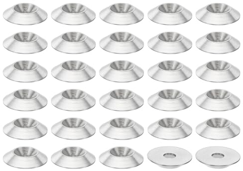 PATIKIL 30 Pièces Rondelle de Finition M4 à Tête Fraisée Diamètre de 16 Mm | en Acier Inoxydable 304 Massif, Hauteur de 3 Mm, Finition Cnc, Pour La Construction Industrielle