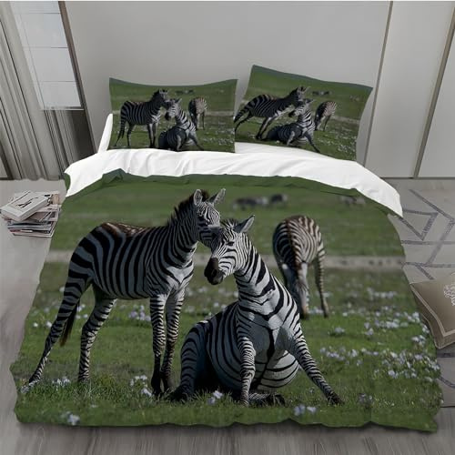 BAIL Housse de Couette 240 x 260 Animal ZèBre Housse Couette Très Doux Parure de Lit Adulte en Microfibr 2 Taies d'oreiller 65 x 65 cm Convient pour Chambre