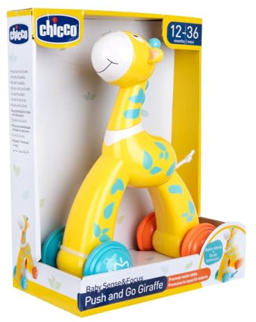 Chicco Giraffa Push&Go, Gioco per Bambini 12-36 Mesi, per stimolare Le attività psicomotorie, incoraggia i Bambini a Camminare, Design colorato e Accattivante,con Ruote gommate, Giochi Prima Infanzia