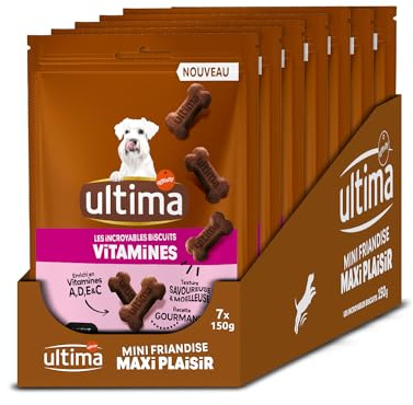Ultima Friandises pour Petits Chiens Adultes - Incredible Biscuits Vitamins - Lot de 7 x 150g