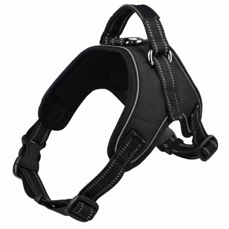 Hundegeschirr, verstellbare reflektierende Weste, for Welpen, Netzgeschirr for kleine und mittelgroße Hunde(Black,L)