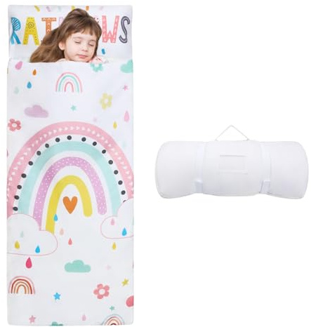 decalsweet Schlafsack Kinder, Weich Kinderschlafsack 150×60cm | Doppelter Reißverschluss,Faltbare Schlafsack mit Kissen Abnehmbar,Leicht Reinigen,Outdoor Indoor Camping,für Mädchen Jungen