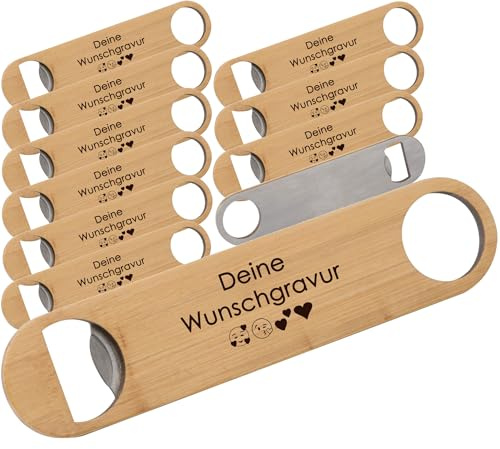 Juwelier Schönschmied | Bambus Edelstahl Flaschenöffner | Personalisierter Flaschenöffner | Geschenkidee | Werbegeschenke