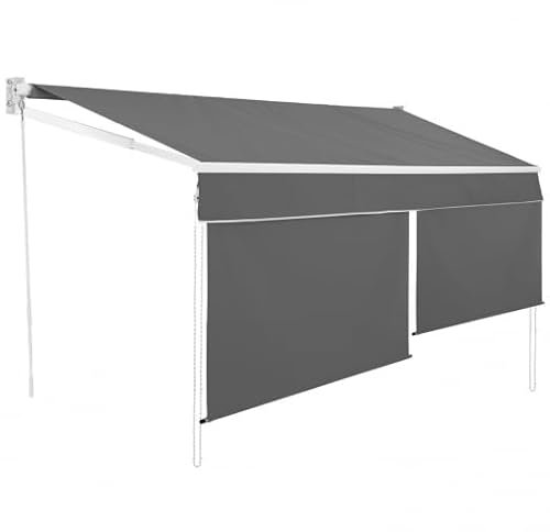 IDMarket - Store banne Manuel 4x3 M Gris Anthracite Lambrequin H.1,50 M