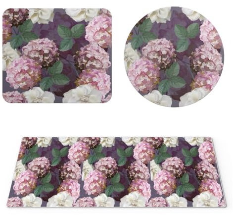 EHOMERY Japanisches Mauspad Maus Als Pad Blume Retro Gaming Mauspads Mousepad Orientteppich Für Die Schreibtischdekoration - 3 Pack [30x80 cm, 20x24 cm and Dia 20 cm]