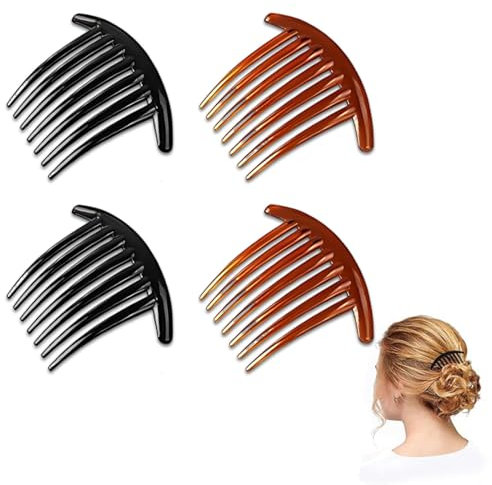 4 Pcs Peigne à Cheveux Décoratifs en Plastique 7 Dents Peignes Chignon Latéraux Créatifs Accessoires Peigne Clip avec des Dents pour les Femmes peignes à cheveux décoratifs le peigne de peigne