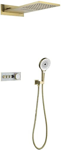 DRFGNF Système de Douche thermostatique, pommeau de Douche à Effet Pluie et pommeau de Douche à Main, pommeau de Douche Double, Ensemble de Robinet de Douche, avec Corps de vanne d'affichage de la