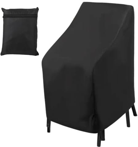 Gudalea Copertura per Sedie Impilabili da Giardino, Antipolvere Antivento 210D Oxford Resistente all'acqua Protezione UV, Copertura Protettiva per Sedia da Spiaggia Balcone Esterno(114 x 85 x 65 cm)