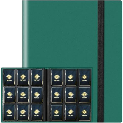 9 Taschen Kartenbinder für Trading Cards, Baseball Card Collection Binder mit 360 Seitentaschen Sportkartenbuch Kartenordner Kartenalbum Kartenhalter Fit für MTG Football Play Cards(Grün)