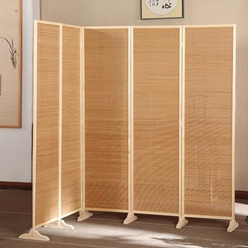 Raumteiler Trennwand, Paravent Raumtrenner Raumteiler Mit 5 Paneelen Breite 200 CM, Verstellbare Zusammenklappbare Temporäre Sichtschutzwände Für Tür/ Schlafzimmer/ Büro/ Studio-Apartment, Holzwandtei