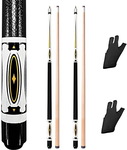 RAYNA GAMES Pool Queue Satz 2, Billard Queue 58 Pool Queue Stöcke, Billard Queue Set mit Edelstahl Gelenk Erwachsene Kanadischer Ahornholz Pool Cues für Billiard Cue für Billard Enthusiasten (Weiß)