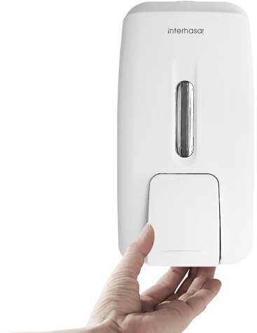 Seifenspender für die Wandmontage, kein Bohren erforderlichManueller Seifenspender, Duschgel- und Shampoospender mit transparentem Fenster, geeignet für Bad und Küche, 800 ml（Weiß）