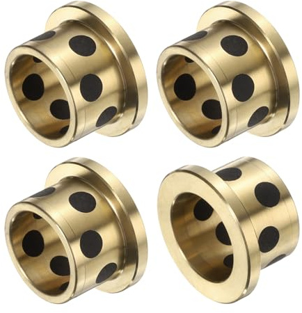 QUARKZMAN 4pz Cuscinetti a Manica Flangiati 16mm Foro x 20mm OD x 15mm Altezza, Boccole Flangiate Senza Olio Ottone Grafite, Boccole in Ottone Fuso con Lubrificazione Senza Olio
