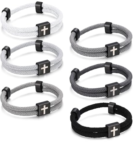XUANPAI armband män rostfritt stål kors herrarmband – Jesus Kristus krucifix män armband justerbar med vredet present till son pappa make bror konfirmation jul