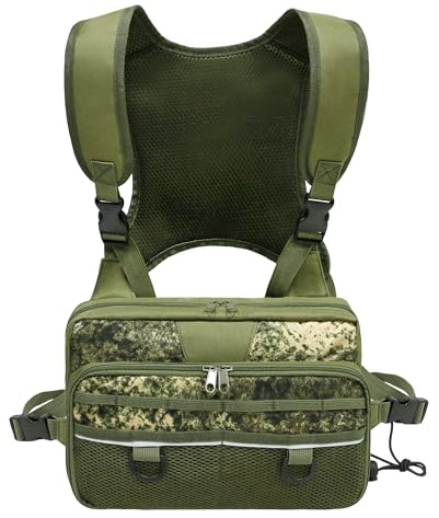 Fishing Chest Pack, Fly Fishing Bag for Men and Women, Tackle and Fly Boxes Storage Pack, Hunting Binocular Pack (Green)