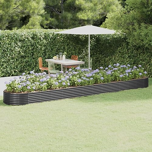 WKIEQACO Casa & Giardino,Mobili-Giardino Aiuola Sopraelevata Acciaio verniciato a Polvere 544x100x36 cm Antracite