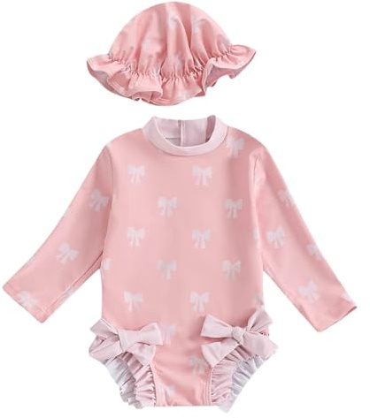 Ropa de baño UV para bebé con sombrero de sol UPF 50+ Protección solar con cremallera, traje de baño de manga larga, diseño de dibujos animados, unisex, traje de neopreno de una pieza, traje de baño