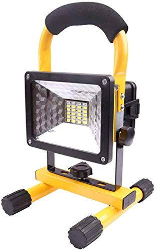 Projecteur LED rechargeable 30 W, 2 modes d'éclairage, projecteur d'extérieur portable à intensité variable avec voyant d'avertissement rouge et bleu, support rotatif à 360 °, projecteur étanche IP6
