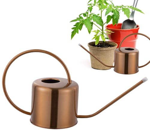 Annaffiatoio a becco lungo – Vaso in metallo con beccuccio lungo per interni in acciaio da 1,3 l, forniture da giardino per balcone, prato, terrazzo