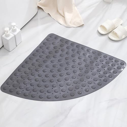 WSNDM Tapete De Baño De Masaje De Esquina, Almohadilla De Baño De Succión En Forma De Ventilador De Masaje De Girasol, Alfombrillas Ducha De Esquina Antideslizantes y Antimoho, Con Cientos De Ventosas