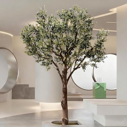 Quepiem Großer künstlicher Olivenbaum für drinnen und draußen, Kunst-Olivenbaum – Seidenbaum mit Olivenzweig und Früchten, modernes Dekor für das Home Office(4FT)