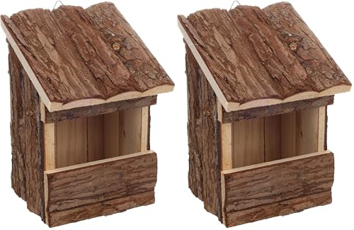 Vogelhaus - Nistkasten Flamingo – nistkasten für vögel für draußen wetterfest – Modell Inclino aus FSC-Holz – 14x13x20cm – schräge Bauform mit 10x6cm Eingang (Packung mit 2)