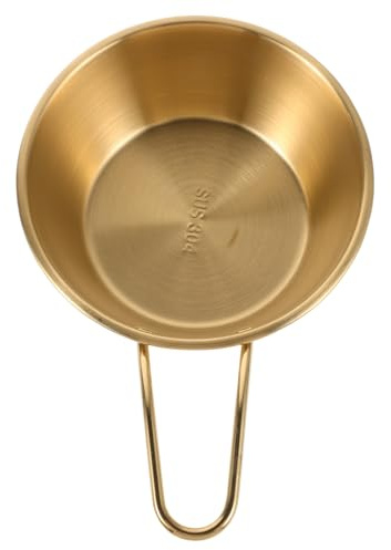INOOMP Bol à Savonnette à Raser pour Hommes avec Poignée Dorée, Bol en Acier Inoxydable Robuste, Mousse Riche et Onctueuse, Multifonction pour Rasage et Coupe de Cheveux, pour Usage à
